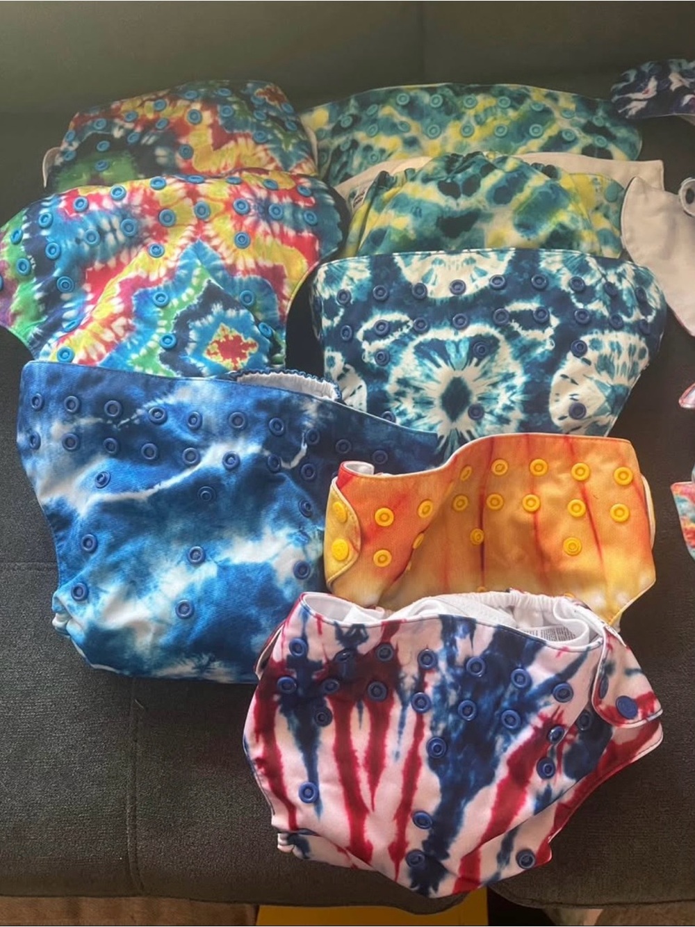 Tie-Dye Reusable Cloth Diaper Cover - Blue, Red, Yellow Varieties
